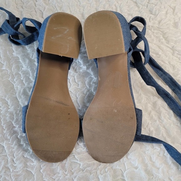 KENNETH COLE REACTION Denim Embroidered Heels Size 6.5 - Picture 5 of 10